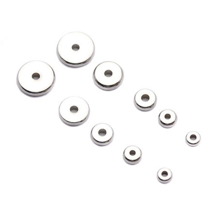 Picture of 304 Stainless Steel Spacer Beads Flat Round Silver Tone 6mm Dia., 50 PCs
