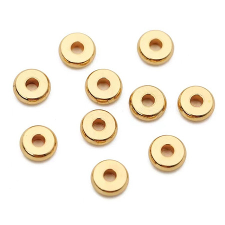 Picture of 304 Stainless Steel Spacer Beads Flat Round Gold Plated 3mm Dia., Hole: Approx 1.5mm, 50 PCs
