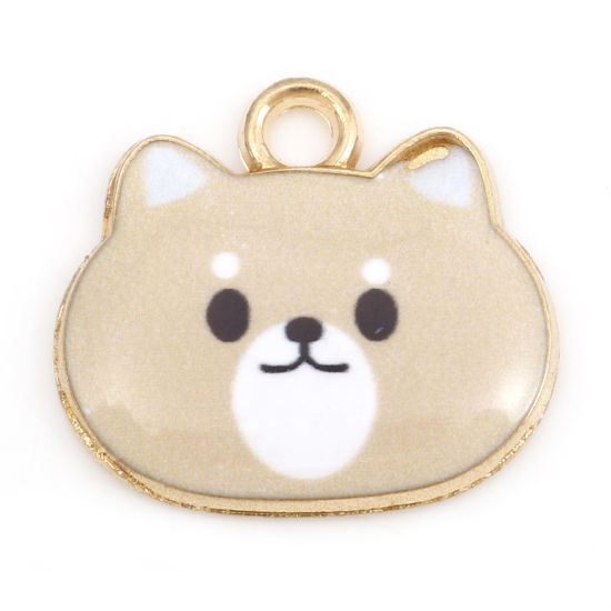 Immagine di Lega di Zinco Charms Gatto Oro Placcato Cachi Smalto 20mm x 18mm , 10 Pz