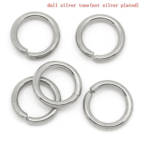 Picture of 1.2mm 304 Stainless Steel Open Jump Rings Findings Round Silver Tone 6mm Dia., 500 PCs