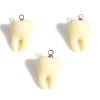 Picture of Resin Charms Tooth Gold Plated Beige 3D 17mm x 10mm, 2 PCs