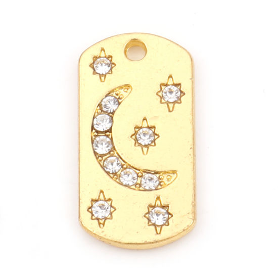 Immagine di Lega di Zinco Galassia Charms Rettangolo Oro Placcato Stella Trasparente Strass 18mm x 9.5mm , 5 Pz