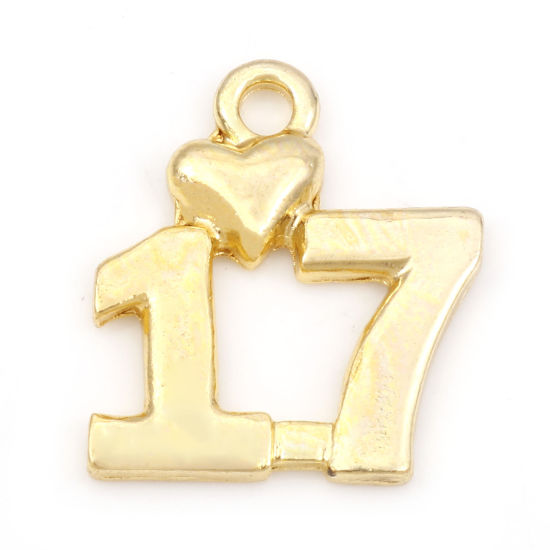 Immagine di Lega di Zinco Charms Oro Placcato Numero 18mm x 16mm , 20 Pz