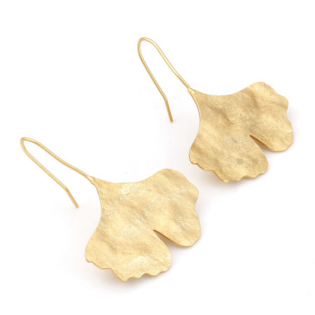 Picture of Copper Flora Collection Ear Wire Hook Earrings Real Gold Plated Leaf