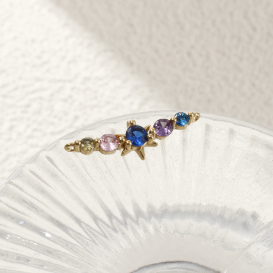 Изображение 1 ШТ Экологичный Латунь галактика Соединители Подвески Подвески 18K настоящее золото с покрытием Звезда Разноцветный Искусственный Циркон 25мм x 7мм