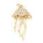 Picture of Brass Ocean Jewelry Charms 18K Real Gold Plated Octopus Clear Cubic Zirconia 26.5mm x 13mm, 1 Piece