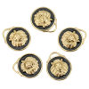 Picture of 304 Stainless Steel Charms Gold Plated Black Round Lion 20mm Dia., 1 Piece