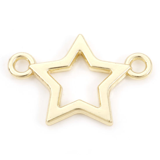 Immagine di Lega di Zinco Galassia Connettore Stella a Cinque Punte Oro Placcato Filigrana 24mm x 15.5mm , 10 Pz