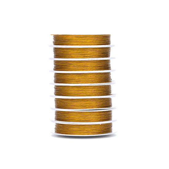 Picture of 304 Stainless Steel Beading Wire Thread Cord Gold Plated 0.3mm, (28 gauge), 1 Roll (Approx 25 M/Roll)