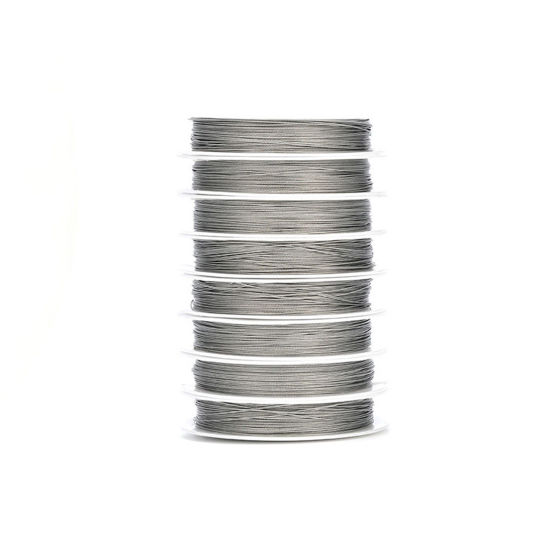 Picture of 304 Stainless Steel Beading Wire Thread Cord Silver Tone 0.3mm, (28 gauge), 1 Roll (Approx 25 M/Roll)