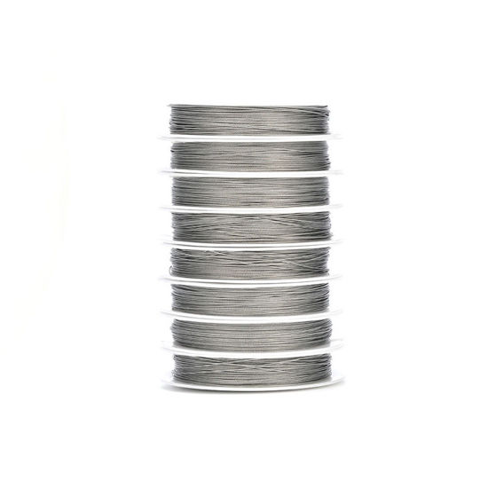 Picture of 304 Stainless Steel Beading Wire Thread Cord Silver Tone 0.38mm, 1 Roll (Approx 25 M/Roll)