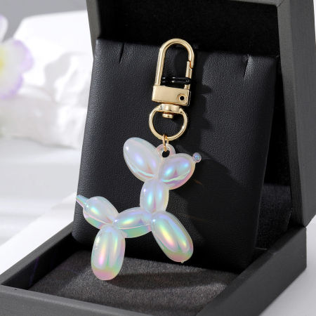 Picture of Resin Stylish Keychain & Keyring Gold Plated Multicolor Balloon Dog Laser