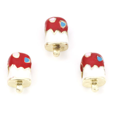 Image de Perles à Gros Trou de Style Européen en Alliage de Zinc Doré Glace Émail 14mm x 8mm, Trou: Environ 4mm, 5 Pcs