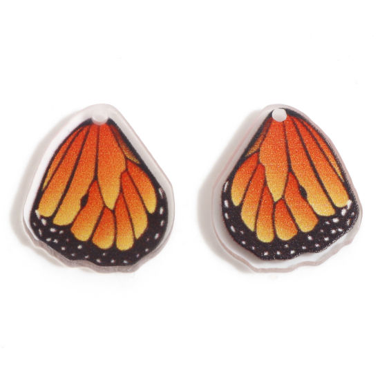 Bild von Acryl Insekt Charms Schmetterlingsflügel Orange 20mm x 17mm, 10 Stück