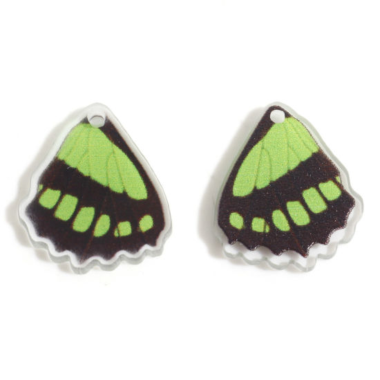 Bild von Acryl Insekt Charms Schmetterlingsflügel Grün 20mm x 17mm, 10 Stück