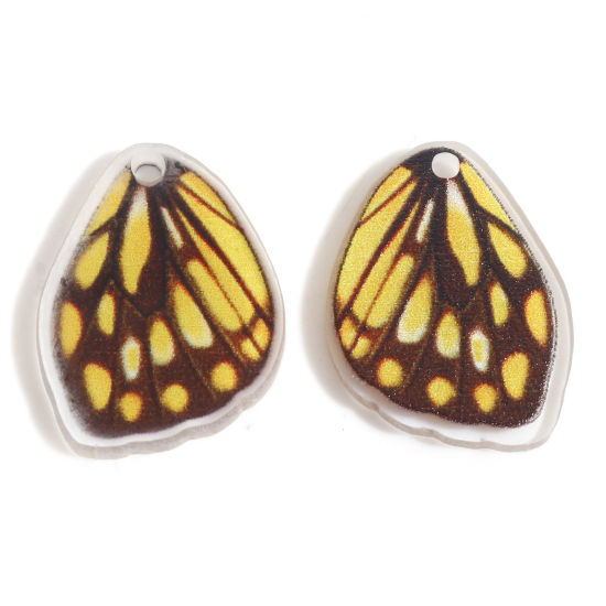 Bild von Acryl Insekt Charms Schmetterlingsflügel Gelb 20mm x 15mm, 10 Stück