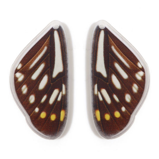 Picture of Acrylic Insect Pendants Butterfly Wing Coffee 3.6cm x 1.7cm, 10 PCs
