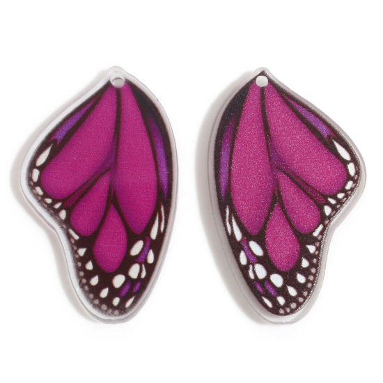 Picture of Acrylic Insect Pendants Butterfly Wing Purple 3.6cm x 2.1cm, 10 PCs