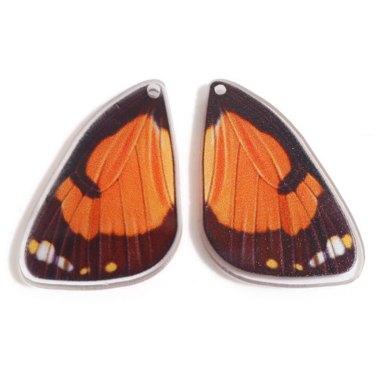 Picture of Acrylic Insect Pendants Butterfly Wing Dark Brown 3.7cm x 2.1cm, 10 PCs