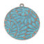 Picture of Zinc Based Alloy Patina Pendants Antique Bronze Blue Round Disc Flower 5.4cm x 4.9cm, 2 PCs