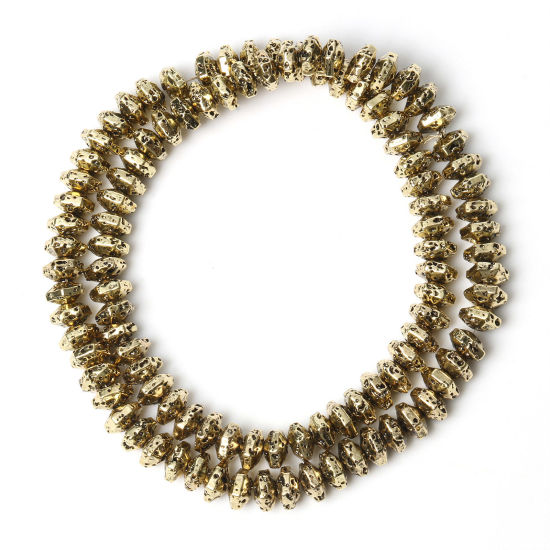 Picture of Lava Rock ( Synthetic ) Beads Flat Round Antique Bronze About 6mm x 4mm, 1 Strand (Approx 96 PCs/Strand)