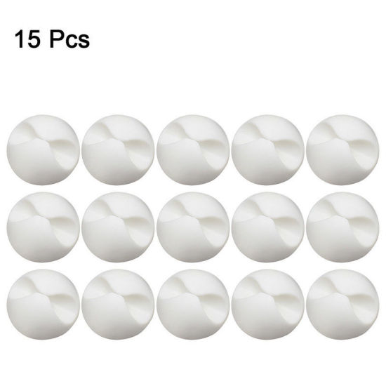 Picture of Silicone Cable Wire Holder Organizer  White Round Self Adhesive 15mm x 8mm, 15 PCs