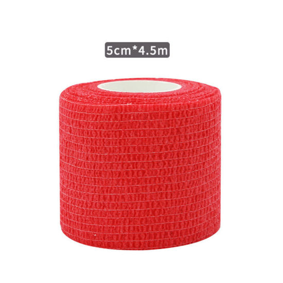 不織布 粘着性伸縮包帯 関節サポートテープ 手首用 赤 5cm、 1 巻 (約 4.5メートル/束) の画像