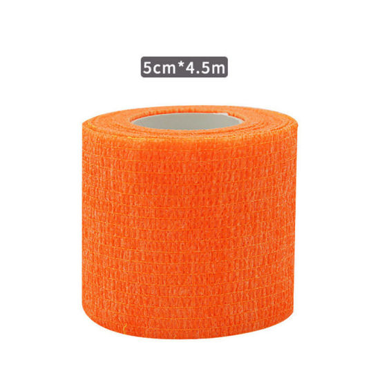 不織布 粘着性伸縮包帯 関節サポートテープ 手首用 オレンジ色 5cm、 1 巻 (約 4.5メートル/束) の画像