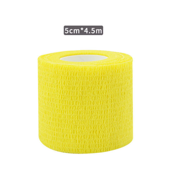 不織布 粘着性伸縮包帯 関節サポートテープ 手首用 黄色 5cm、 1 巻 (約 4.5メートル/束) の画像