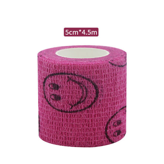 不織布 粘着性伸縮包帯 関節サポートテープ 手首用 ピンク 笑顔 5cm、 1 巻 (約 4.5メートル/束) の画像