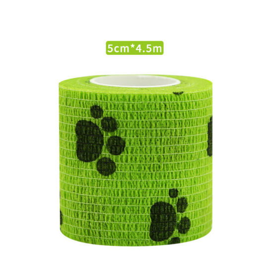 Picture of Nonwovens Elastic Medical Bandage Tape For First Aid Body Care Sports Wrist Support Green Paw Print 5cm, 1 Roll (Approx 4.5 M/Roll)