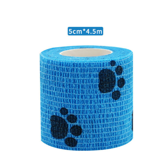 Picture of Nonwovens Elastic Medical Bandage Tape For First Aid Body Care Sports Wrist Support Blue Paw Print 5cm, 1 Roll (Approx 4.5 M/Roll)