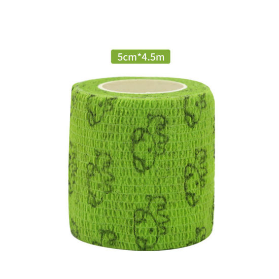不織布 粘着性伸縮包帯 関節サポートテープ 手首用 緑 犬 5cm、 1 巻 (約 4.5メートル/束) の画像