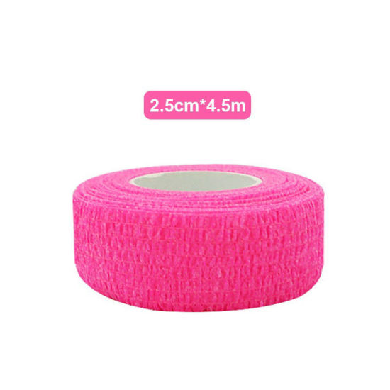 Picture of Nonwovens Elastic Medical Bandage Tape For First Aid Body Care Sports Wrist Support Neon Pink 2.5cm, 5 Rolls (Approx 4.5 M/Roll)