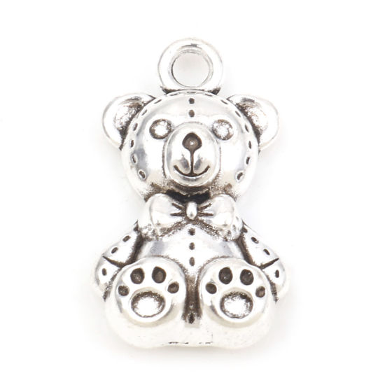 Picture of Zinc Based Alloy Charms Antique Silver Color Bear Animal 20mm x 12mm, 20 PCs