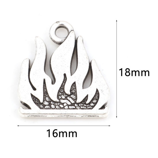 Immagine di Lega di Zinco Charms Argento Antico Fiamma Fuoco 18mm x 16mm , 20 Pz