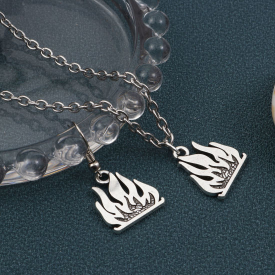 Immagine di Lega di Zinco Charms Argento Antico Fiamma Fuoco 18mm x 16mm , 20 Pz