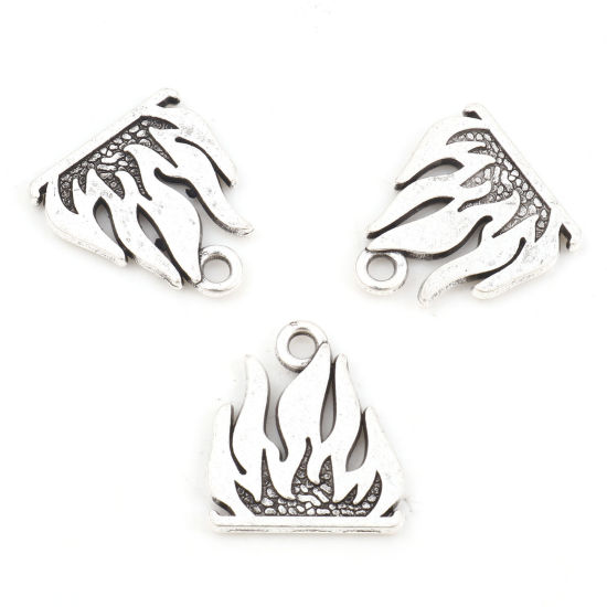 Immagine di Lega di Zinco Charms Argento Antico Fiamma Fuoco 18mm x 16mm , 20 Pz