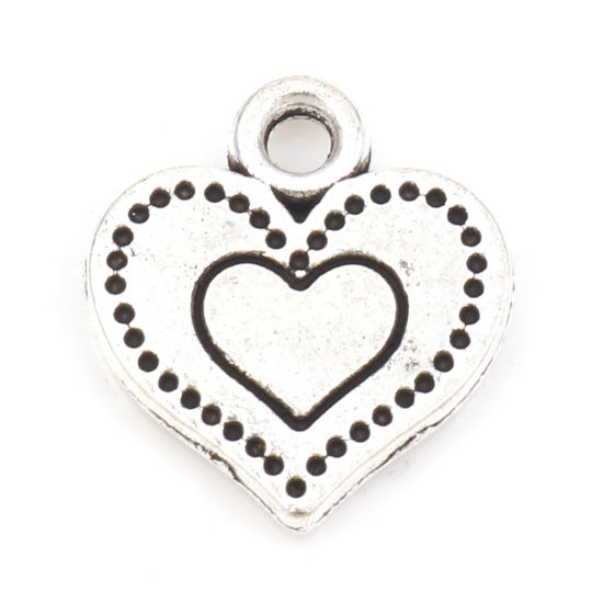 Bild von Zinklegierung Valentinstag Charms Herz Antiksilber 13mm x 12mm, 20 Stück