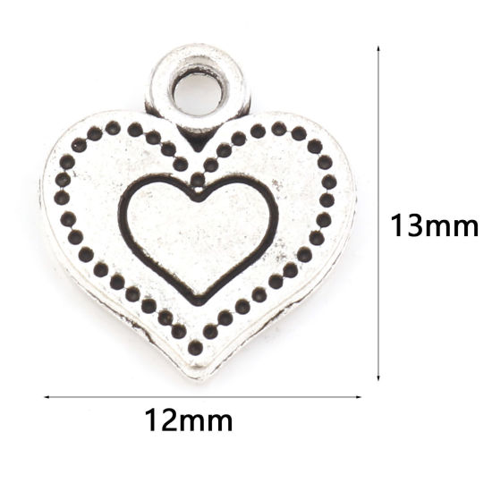Bild von Zinklegierung Valentinstag Charms Herz Antiksilber 13mm x 12mm, 20 Stück