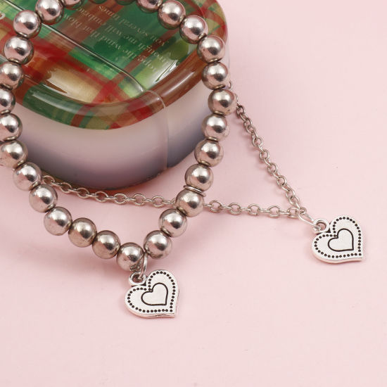 Bild von Zinklegierung Valentinstag Charms Herz Antiksilber 13mm x 12mm, 20 Stück