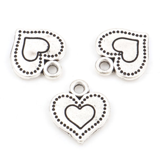 Bild von Zinklegierung Valentinstag Charms Herz Antiksilber 13mm x 12mm, 20 Stück