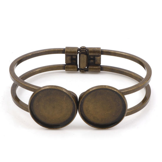 Bild von Messing Cabochon Settings Armband Findings Bronzefarbe (Fits 20mm) 19.5cm long, 1 Stück                                                                                                                                                                       
