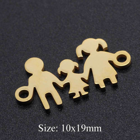 Imagen de 201 Acero Inoxidable Familia Conectores Padres y Niño Tono de Plata 19mm x 10mm, 1 Unidad
