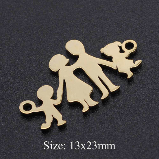 Imagen de 201 Acero Inoxidable Familia Conectores Padres y Niño Tono de Plata 23mm x 13mm, 1 Unidad