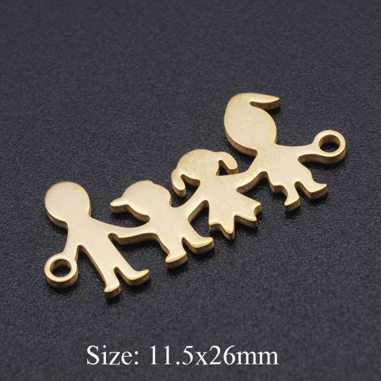 Imagen de 201 Acero Inoxidable Familia Conectores Padres y Niño Tono de Plata 26mm x 11.5mm, 1 Unidad