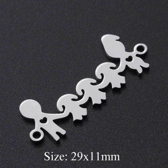 Imagen de 201 Acero Inoxidable Familia Conectores Padres y Niño Tono de Plata 29mm x 11mm, 1 Unidad