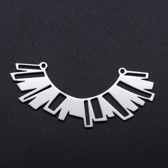 Image de Connecteurs en 201 Acier Inoxydable Arc Argent Mat Creux 55mm x 23mm, 1 Pièce