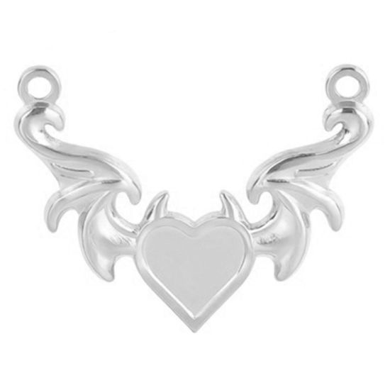 Изображение 304 Нержавеющая Сталь Подвески Крыло Серебряный Тон Сердце 23мм x 30мм, 1 ШТ