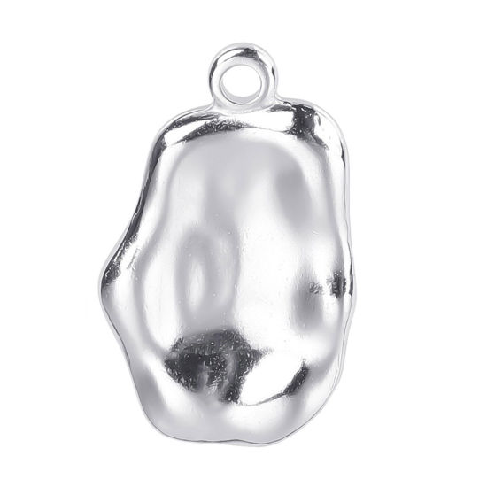 Изображение 304 Нержавеющая Сталь Подвески Бесформенный Серебряный Тон чеканка 26мм x 16мм, 1 ШТ